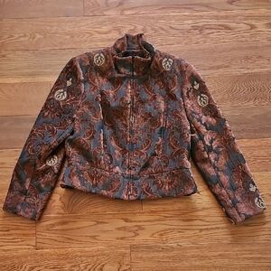 Vintage Brown Floral Bomber Jacket